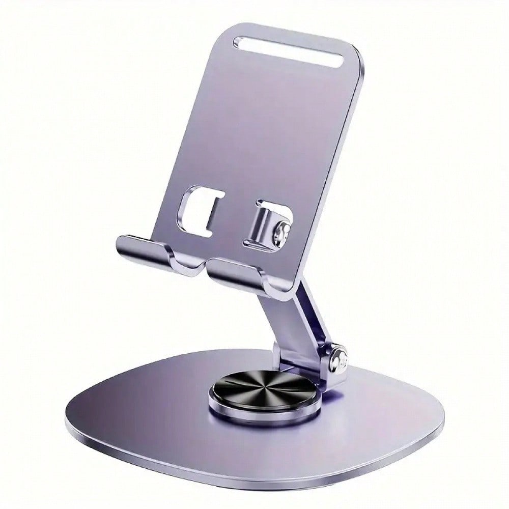360° Rotating Metal Phone Stand For Desk – Heavy-Duty Adjustable Cell Phone Holder With Anti-Slip Base – Universal Desktop Mount For Smartphones, Tablets & E-Readers – Perfect For Office, Home, Kitchen, Video Calls, Online Learning & Hands-Free Viewing Co