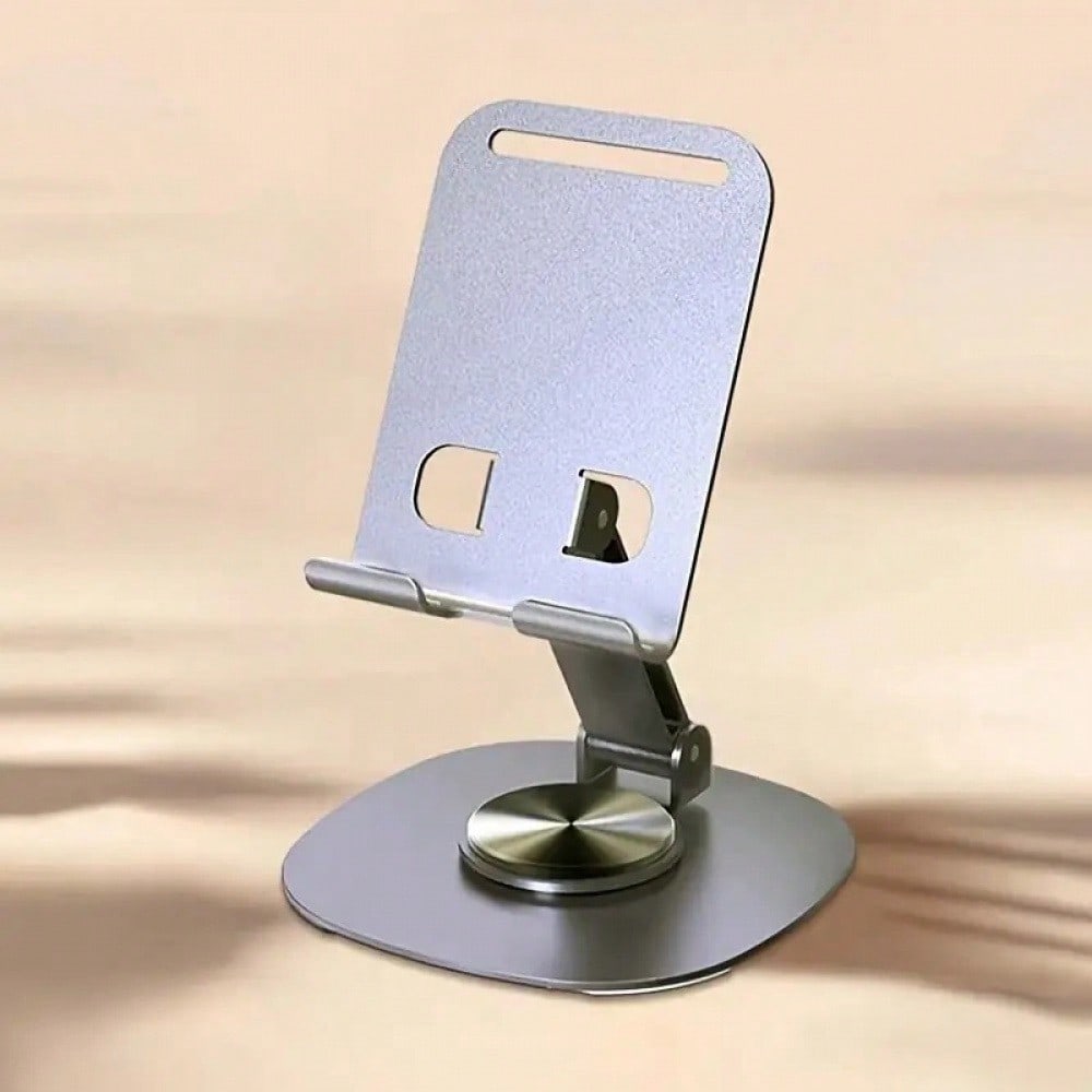 360° Rotating Metal Phone Stand For Desk – Heavy-Duty Adjustable Cell Phone Holder With Anti-Slip Base – Universal Desktop Mount For Smartphones, Tablets & E-Readers – Perfect For Office, Home, Kitchen, Video Calls, Online Learning & Hands-Free Viewing Co