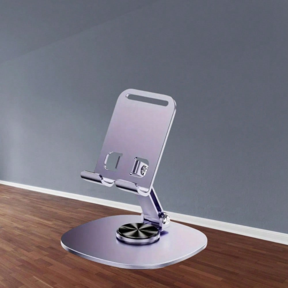 360° Rotating Metal Phone Stand For Desk – Heavy-Duty Adjustable Cell Phone Holder With Anti-Slip Base – Universal Desktop Mount For Smartphones, Tablets & E-Readers – Perfect For Office, Home, Kitchen, Video Calls, Online Learning & Hands-Free Viewing Co