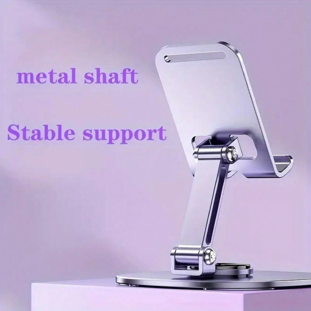 360° Rotating Metal Phone Stand For Desk – Heavy-Duty Adjustable Cell Phone Holder With Anti-Slip Base – Universal Desktop Mount For Smartphones, Tablets & E-Readers – Perfect For Office, Home, Kitchen, Video Calls, Online Learning & Hands-Free Viewing Co