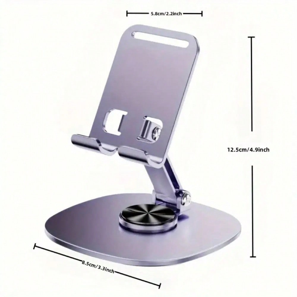 360° Rotating Metal Phone Stand For Desk – Heavy-Duty Adjustable Cell Phone Holder With Anti-Slip Base – Universal Desktop Mount For Smartphones, Tablets & E-Readers – Perfect For Office, Home, Kitchen, Video Calls, Online Learning & Hands-Free Viewing Co