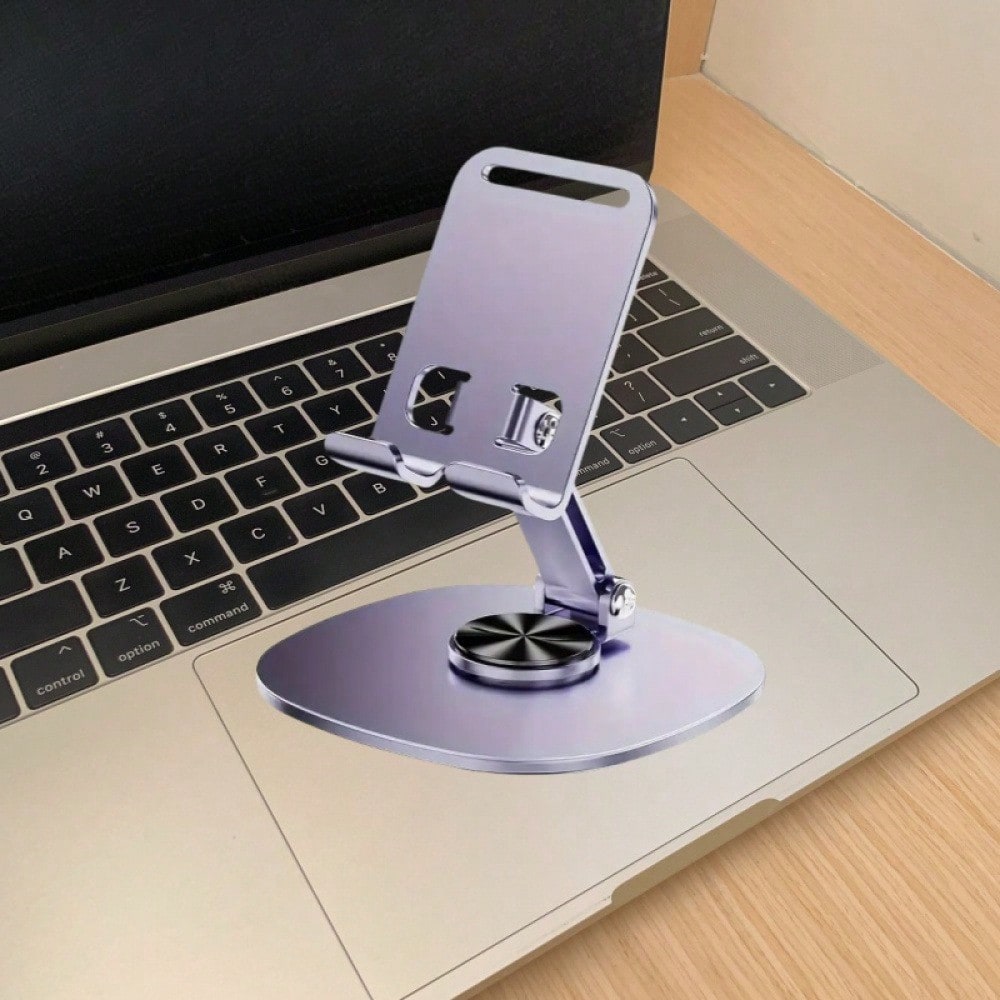 360° Rotating Metal Phone Stand For Desk – Heavy-Duty Adjustable Cell Phone Holder With Anti-Slip Base – Universal Desktop Mount For Smartphones, Tablets & E-Readers – Perfect For Office, Home, Kitchen, Video Calls, Online Learning & Hands-Free Viewing Co