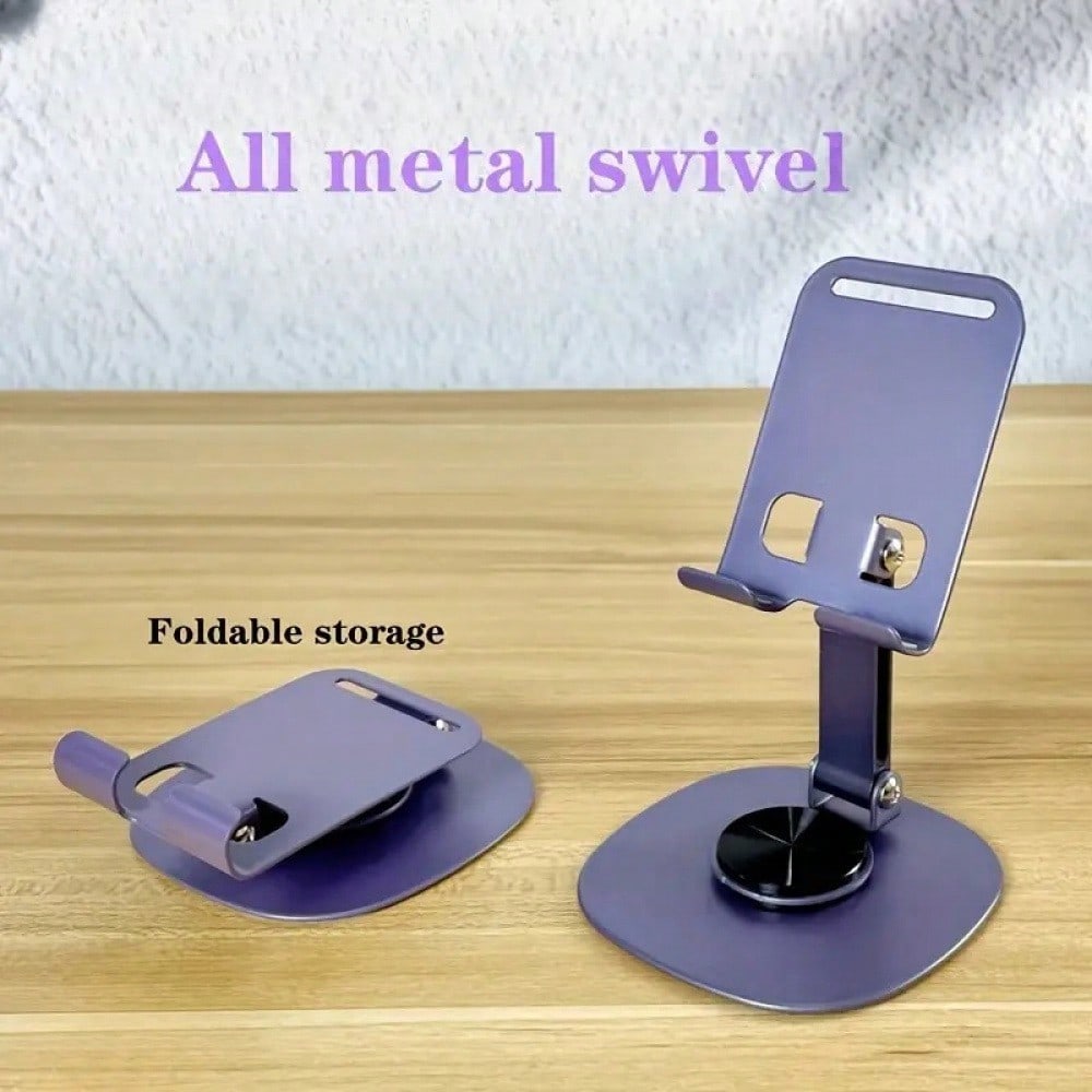 360° Rotating Metal Phone Stand For Desk – Heavy-Duty Adjustable Cell Phone Holder With Anti-Slip Base – Universal Desktop Mount For Smartphones, Tablets & E-Readers – Perfect For Office, Home, Kitchen, Video Calls, Online Learning & Hands-Free Viewing Co