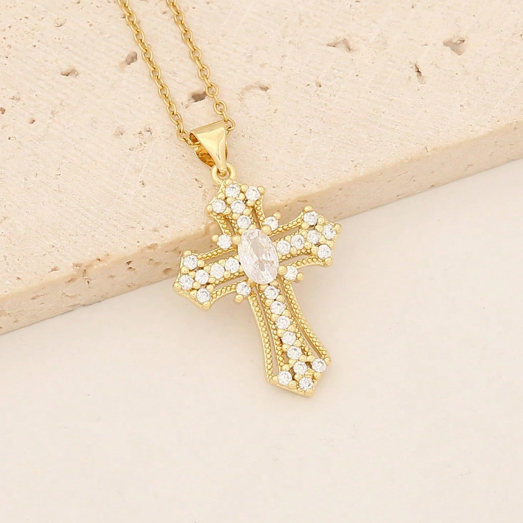 Metal Temperament Light Luxury Cross Pendant Necklace Daily Versatile Necklace