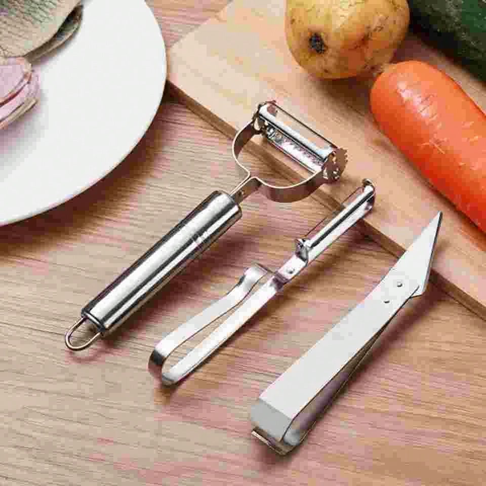 Stainless Steel Peeling Knife Three-Piece Set Fruit Carrot Grater Kitchen Potato Peeler Multifunctional Melon Grater