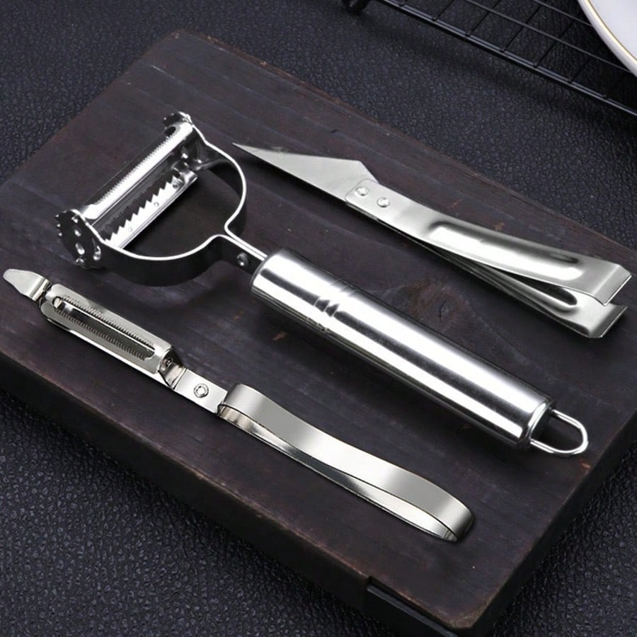 Stainless Steel Peeling Knife Three-Piece Set Fruit Carrot Grater Kitchen Potato Peeler Multifunctional Melon Grater