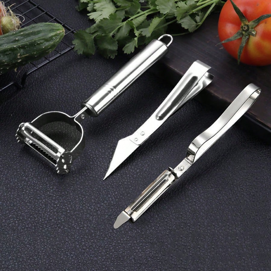 Stainless Steel Peeling Knife Three-Piece Set Fruit Carrot Grater Kitchen Potato Peeler Multifunctional Melon Grater