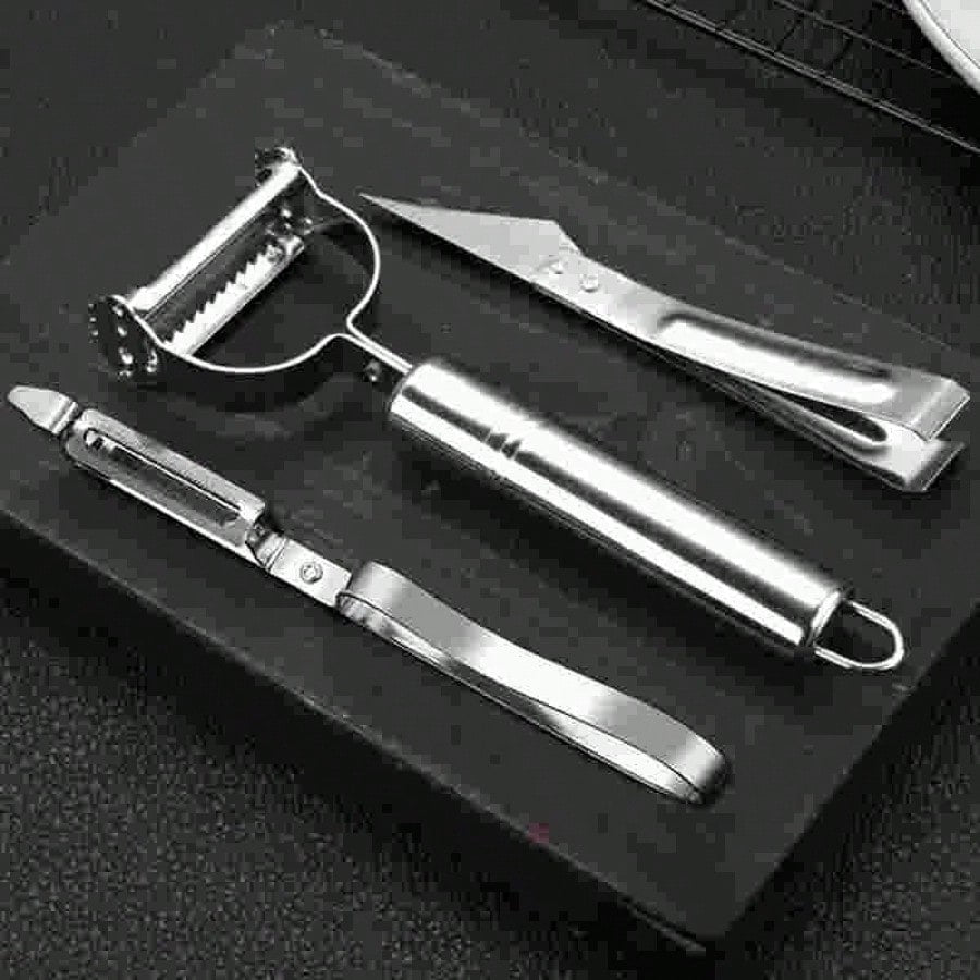 Stainless Steel Peeling Knife Three-Piece Set Fruit Carrot Grater Kitchen Potato Peeler Multifunctional Melon Grater