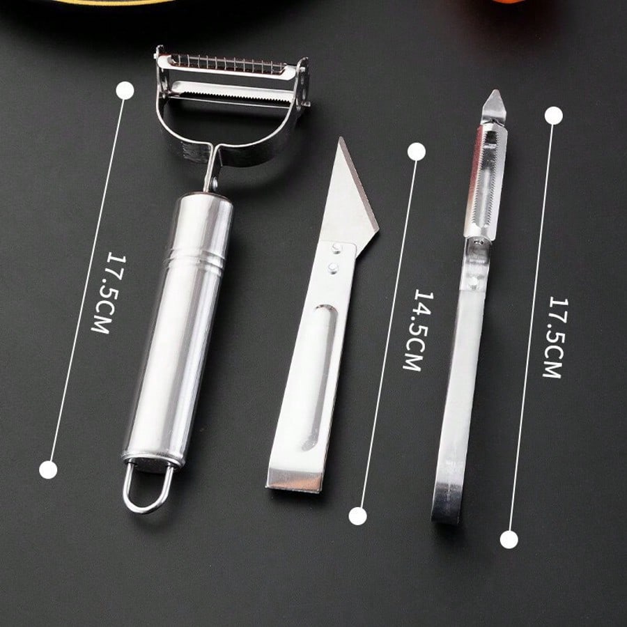 Stainless Steel Peeling Knife Three-Piece Set Fruit Carrot Grater Kitchen Potato Peeler Multifunctional Melon Grater