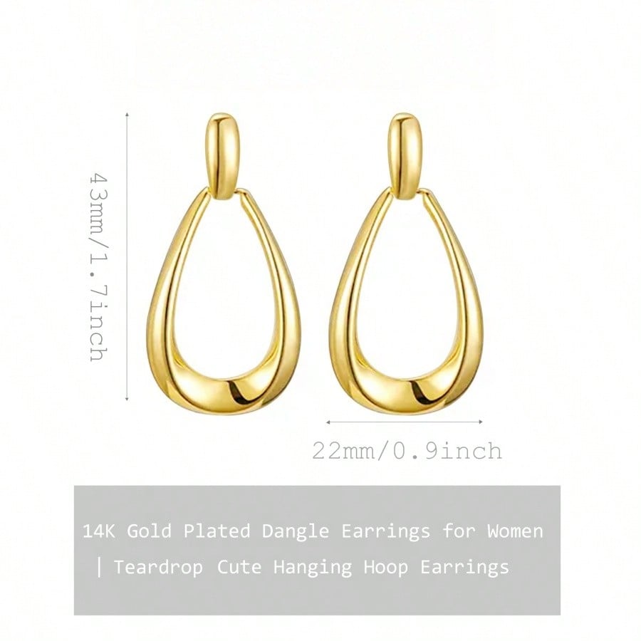 1 Pair Of Oval Drop Earrings Women's Fashion Water Drop Statement Drop Earrings Teardrop Geometric Earrings Suitable For Many Occasions Birthday Party Jewelry Gifts Women's Jewelry