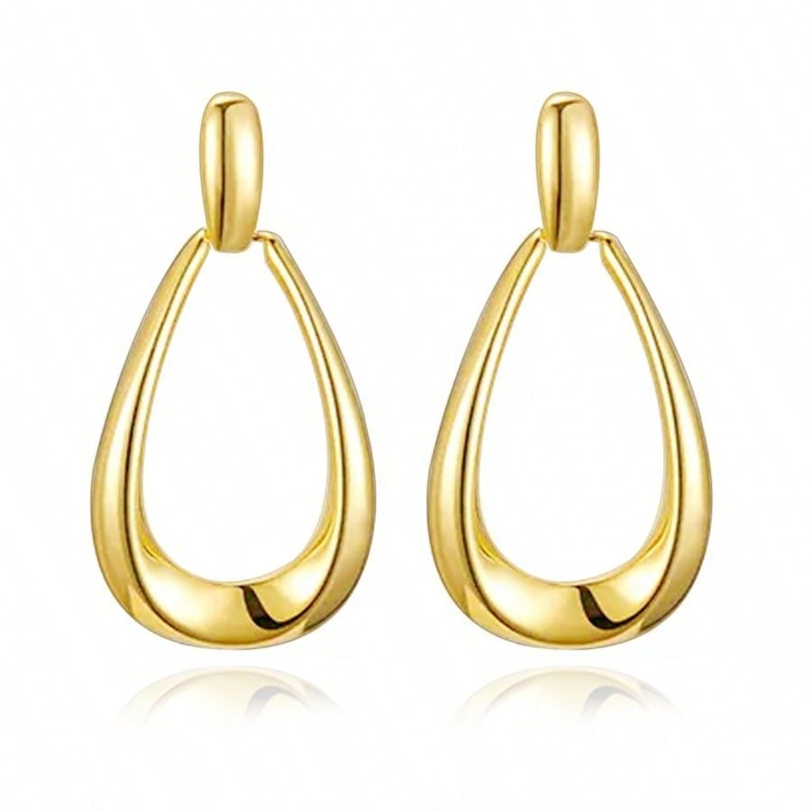 1 Pair Of Oval Drop Earrings Women's Fashion Water Drop Statement Drop Earrings Teardrop Geometric Earrings Suitable For Many Occasions Birthday Party Jewelry Gifts Women's Jewelry