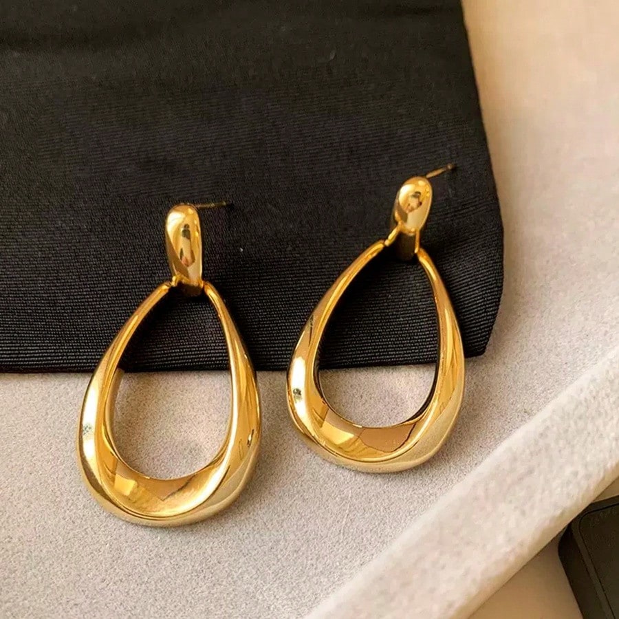 1 Pair Of Oval Drop Earrings Women's Fashion Water Drop Statement Drop Earrings Teardrop Geometric Earrings Suitable For Many Occasions Birthday Party Jewelry Gifts Women's Jewelry