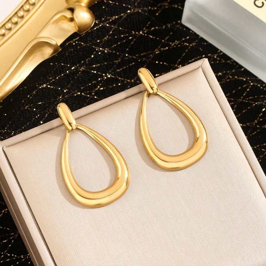 1 Pair Of Oval Drop Earrings Women's Fashion Water Drop Statement Drop Earrings Teardrop Geometric Earrings Suitable For Many Occasions Birthday Party Jewelry Gifts Women's Jewelry
