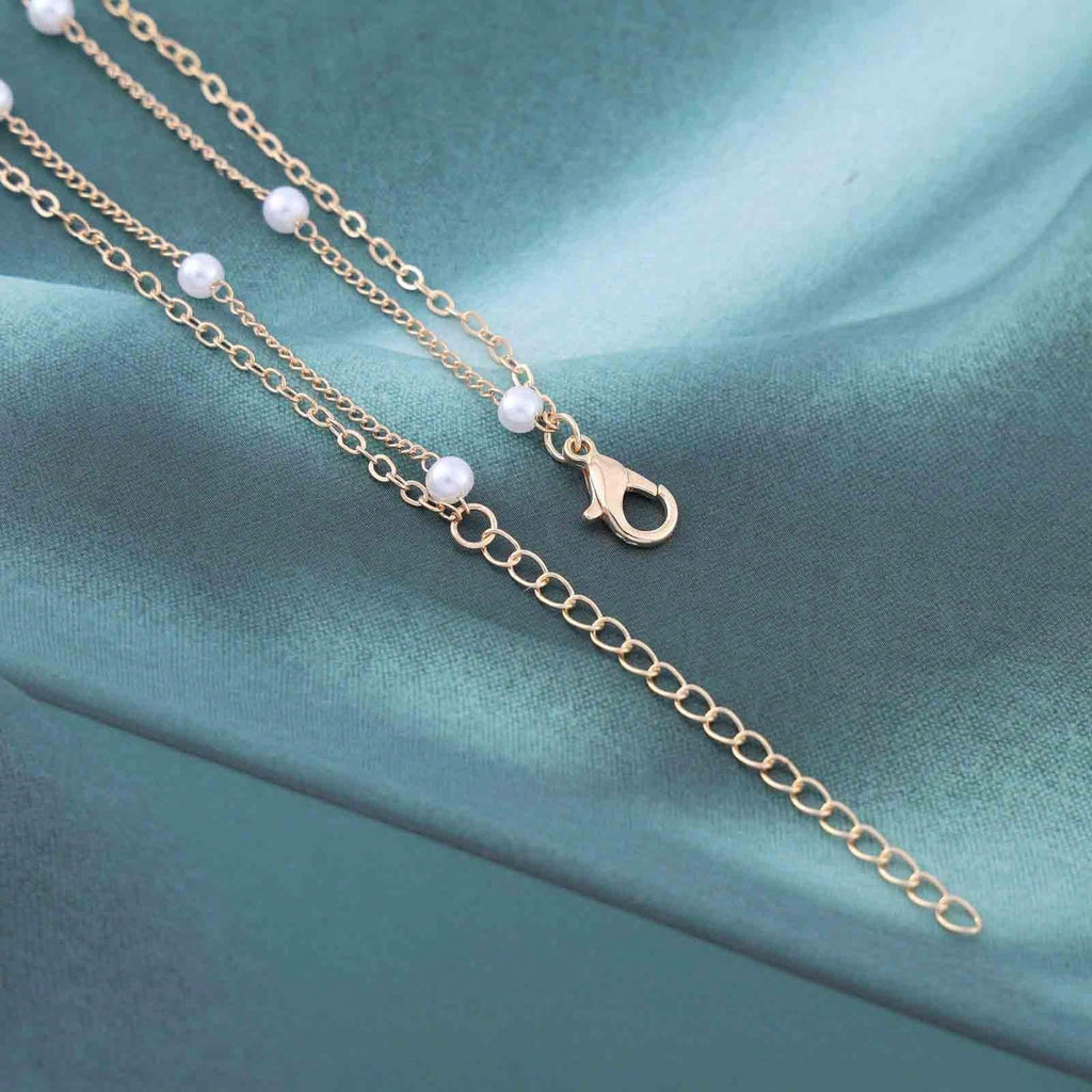 1 Piece Of Elegant Pearl Necklace Gold-Plated Double-Layer Imitation Pearl Necklace With Camellia Pendant | Minimalist And Elegant Clavicle Necklace, Suitable For Women To Wear, A Versatile Daily Jewelry Gift