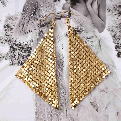 1 Pair Of Bohemian Metal Mesh Dangle Earrings Punk Gold Mesh Tassel Earrings Long Sequin Tassel Hook Earrings Lightweight Metal Mesh Earrings For Women And Girls Gift