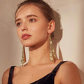 1 Pair Of Bohemian Metal Mesh Dangle Earrings Punk Gold Mesh Tassel Earrings Long Sequin Tassel Hook Earrings Lightweight Metal Mesh Earrings For Women And Girls Gift