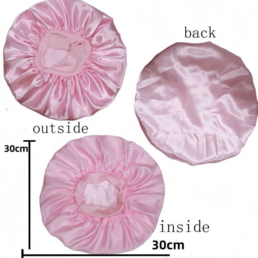 1pc Double Layer Satin Bonnet With Tie Silk Lined Sleep Cap Hair Cover For Women's Night Sleep CapCurly Natural Hair