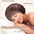 1pc Double Layer Satin Bonnet With Tie Silk Lined Sleep Cap Hair Cover For Women's Night Sleep CapCurly Natural Hair