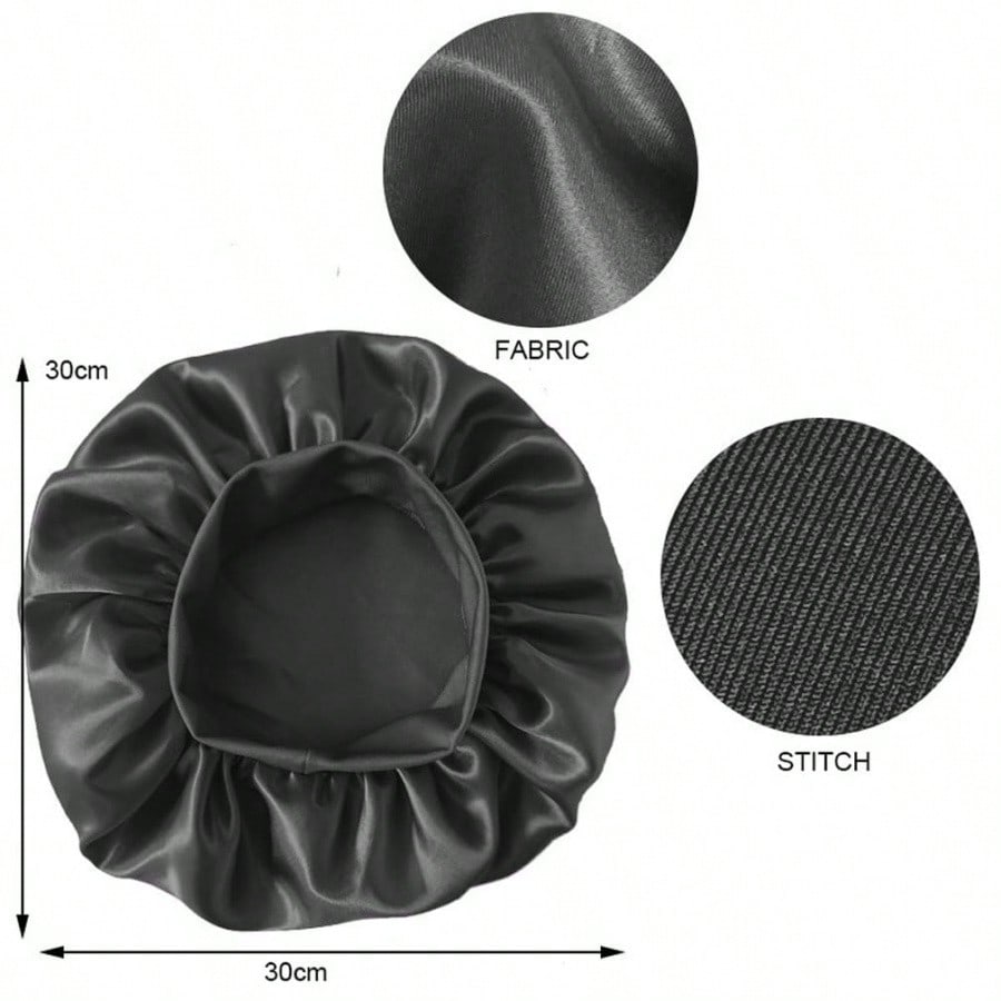 1pc Double Layer Satin Bonnet With Tie Silk Lined Sleep Cap Hair Cover For Women's Night Sleep CapCurly Natural Hair