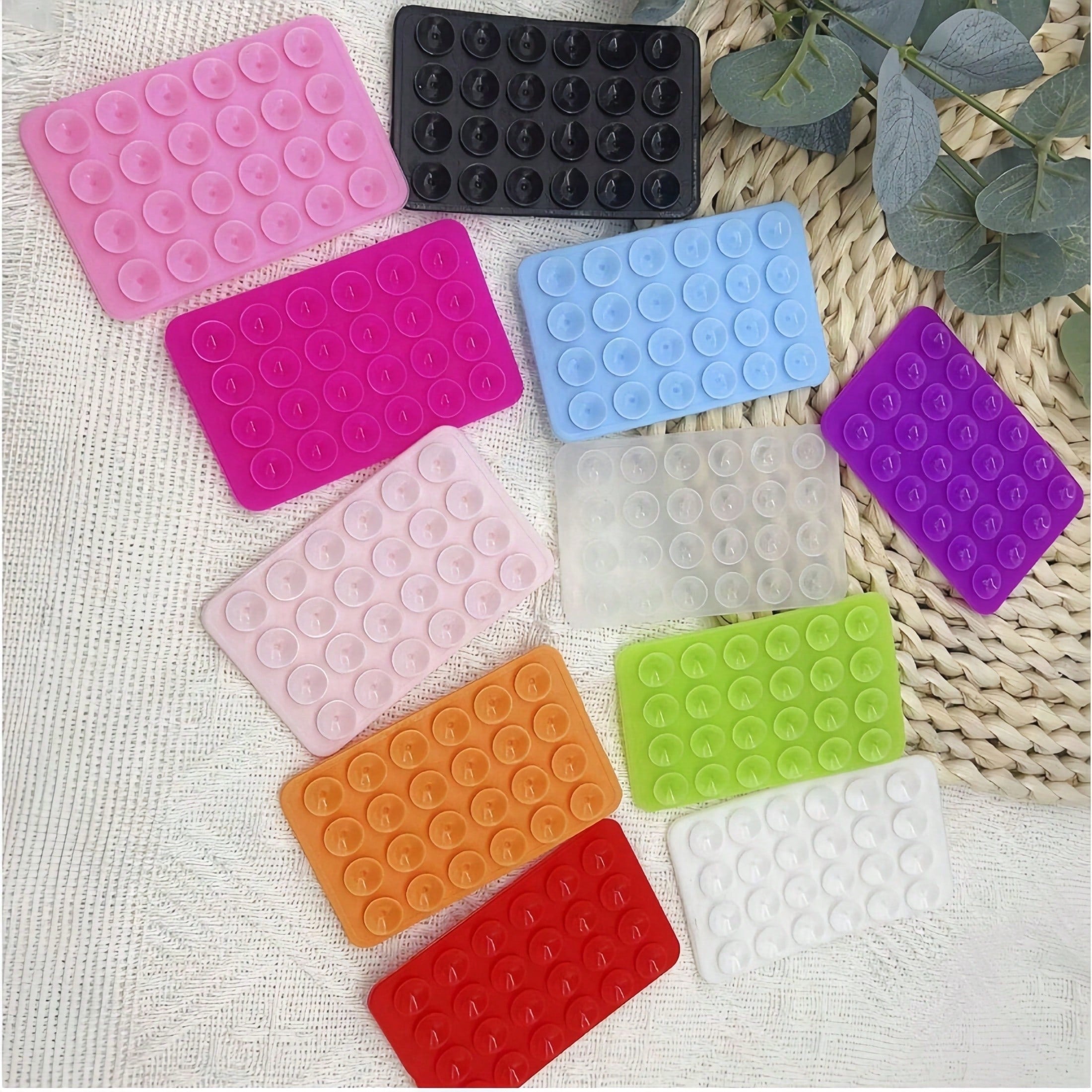 Silicone Suction Cup Phone Case Adhesive Installation, Strong Suction 24 Suction Cup Phone Holder For Cooking, Preparing Dishes, Watching Recipes/Watching TV Shows, Brushing Videos, Fixed Phone Car Navigation+Makeup Mirror Front Use Multi-Color Silicone V