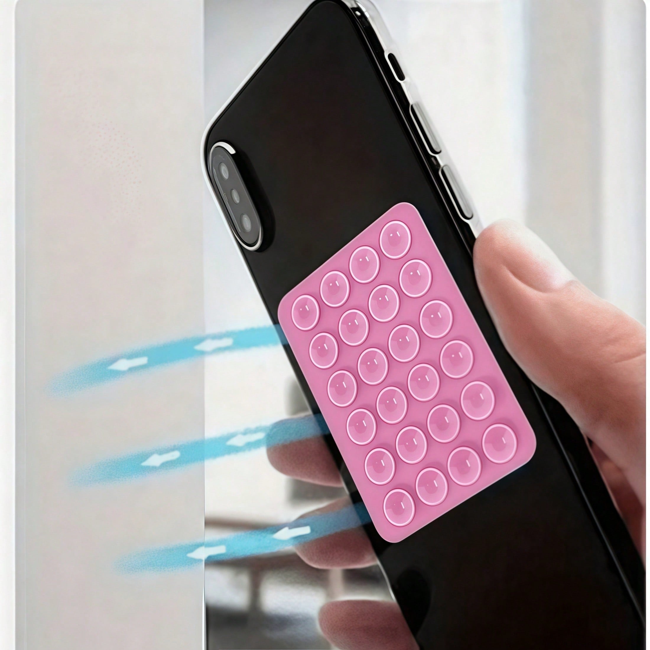 Silicone Suction Cup Phone Case Adhesive Installation, Strong Suction 24 Suction Cup Phone Holder For Cooking, Preparing Dishes, Watching Recipes/Watching TV Shows, Brushing Videos, Fixed Phone Car Navigation+Makeup Mirror Front Use Multi-Color Silicone V