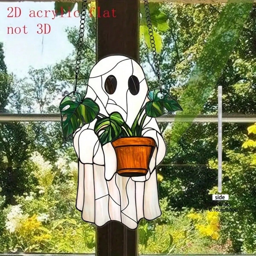 1 Piece Of Colorful Ghost Decoration: Halloween 2D Acrylic Decoration, DIY Party Gift, Car Suspension Decoration, Cute Haunted House Decoration, Gothic Sun Catcher, Autumn Cute Little Ghost Greenhouse Decoration, Halloween Window Decoration Gift