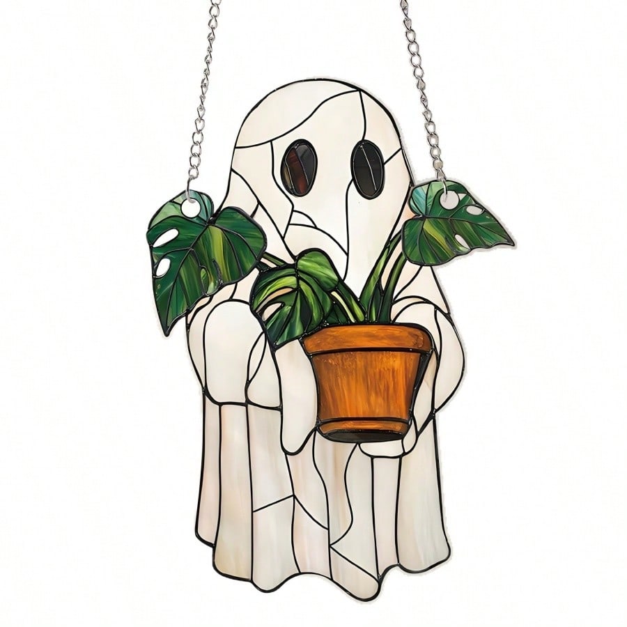 1 Piece Of Colorful Ghost Decoration: Halloween 2D Acrylic Decoration, DIY Party Gift, Car Suspension Decoration, Cute Haunted House Decoration, Gothic Sun Catcher, Autumn Cute Little Ghost Greenhouse Decoration, Halloween Window Decoration Gift
