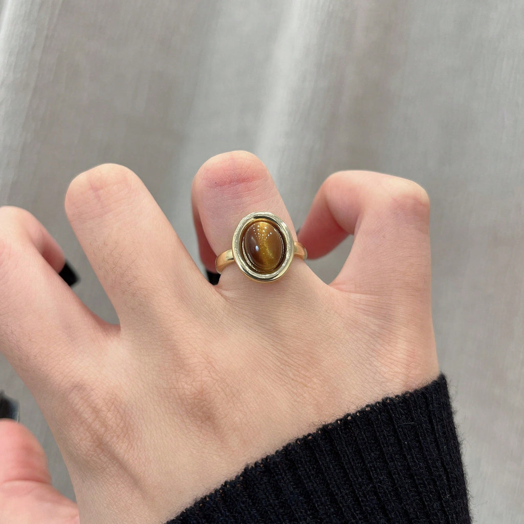 3-Piece Retro Luxury Bohemian Ring, Made Of Gold Tiger Eye Stone Material And Designed With A Vintage Feel. The Fashionable And Luxurious Details Are Prominent, And The Adjustable Ring Mouth Can Be Adapted To Different Finger Circumferences. It Can Be Sta