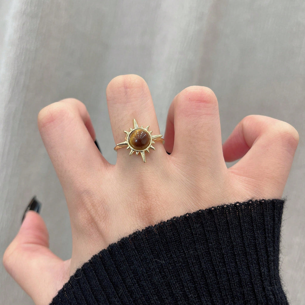3-Piece Retro Luxury Bohemian Ring, Made Of Gold Tiger Eye Stone Material And Designed With A Vintage Feel. The Fashionable And Luxurious Details Are Prominent, And The Adjustable Ring Mouth Can Be Adapted To Different Finger Circumferences. It Can Be Sta