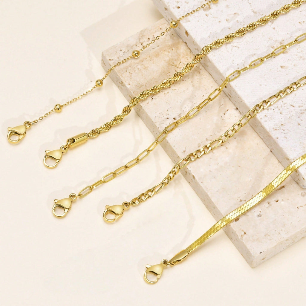 5-Piece Gold Elegant Stacked Bracelet Set, Can Also Be Worn Separately, Women Wear It For Daily Commuting/Shopping, Layered And Versatile, No Need To Choose Clothes