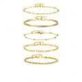 5-Piece Gold Elegant Stacked Bracelet Set, Can Also Be Worn Separately, Women Wear It For Daily Commuting/Shopping, Layered And Versatile, No Need To Choose Clothes
