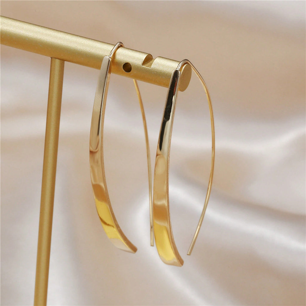 1 Pair Of Gold Minimalist And Luxurious Geometric Ear Hook Earrings, Simple Yet Not Simple, The Finishing Touch Of Graduation Party Dresses For Women's Jewelry