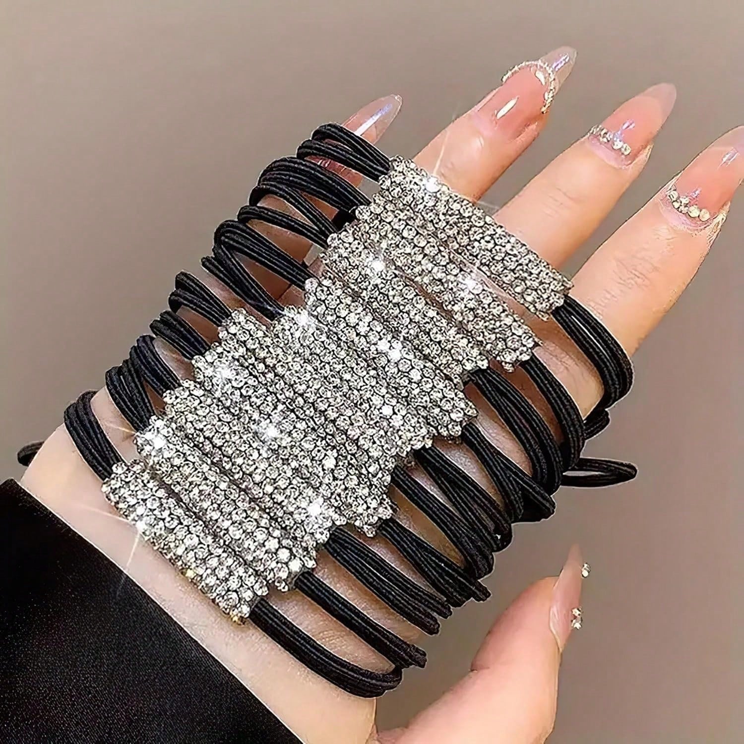 5-Piece Set Of Rhinestone Headband, Rhinestone Ponytail Fixed Elastic Headband, Ponytail Fixator For Women's Hair Accessories, Simple And Versatile, Suitable For Girls