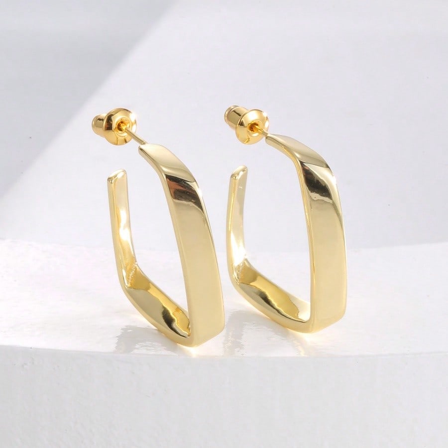 1 Pair Of New Geometric U-Shaped Earrings, Fashionable, Luxurious, Simple And Elegant Style, High-End Earrings, Suitable For Giving Gifts, Halloween, Christmas, Anniversaries
