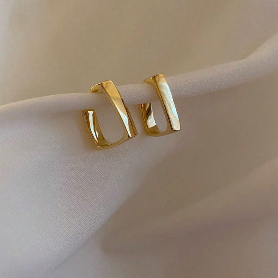 1 Pair Of New Geometric U-Shaped Earrings, Fashionable, Luxurious, Simple And Elegant Style, High-End Earrings, Suitable For Giving Gifts, Halloween, Christmas, Anniversaries