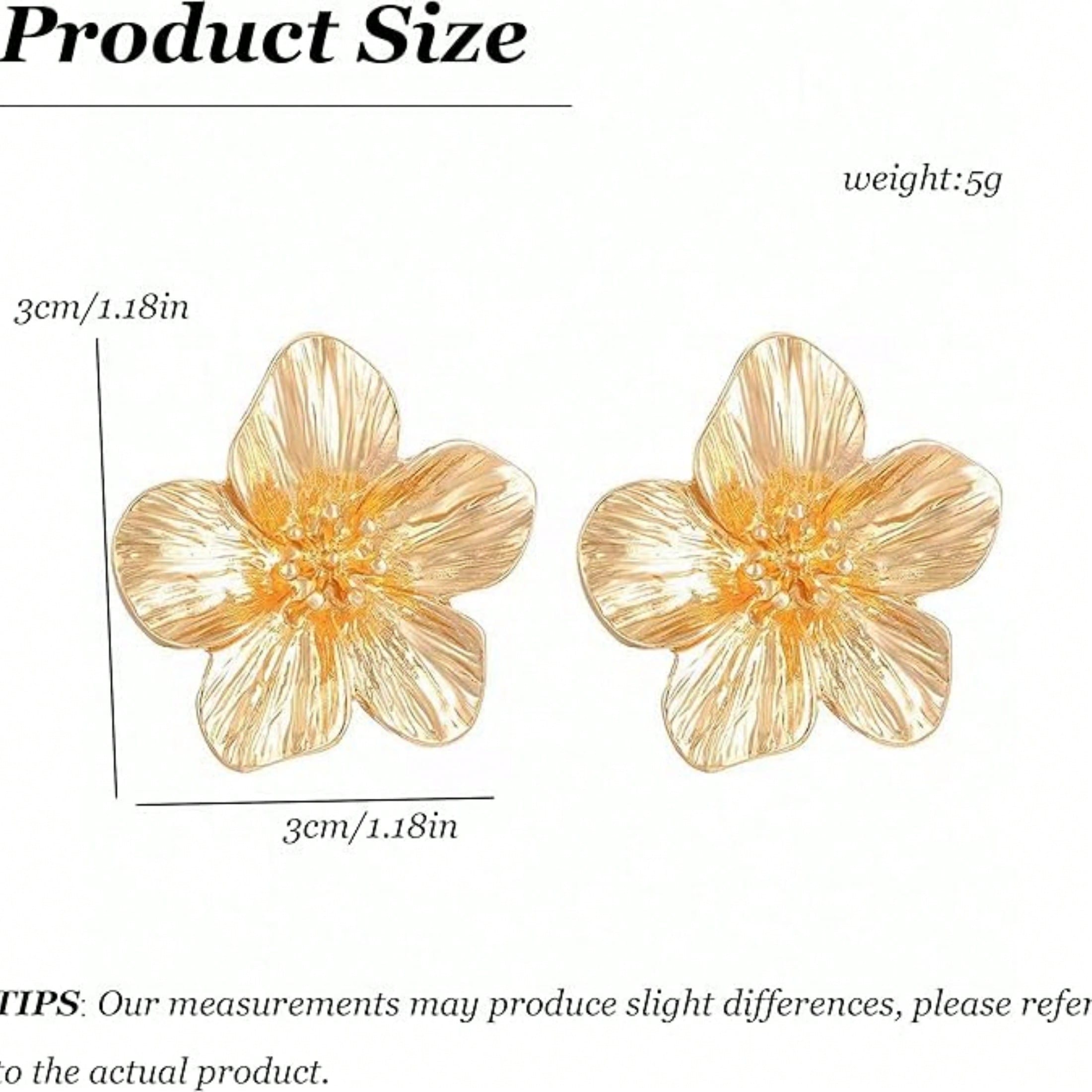 1 Pair Of Palace Style Retro Exaggerated Design Gold Five Petal Flower Earrings, High-End Design Earrings, Suitable For Attending Parties, Parties And Other Major Occasions, Women's Fashion Jewelry