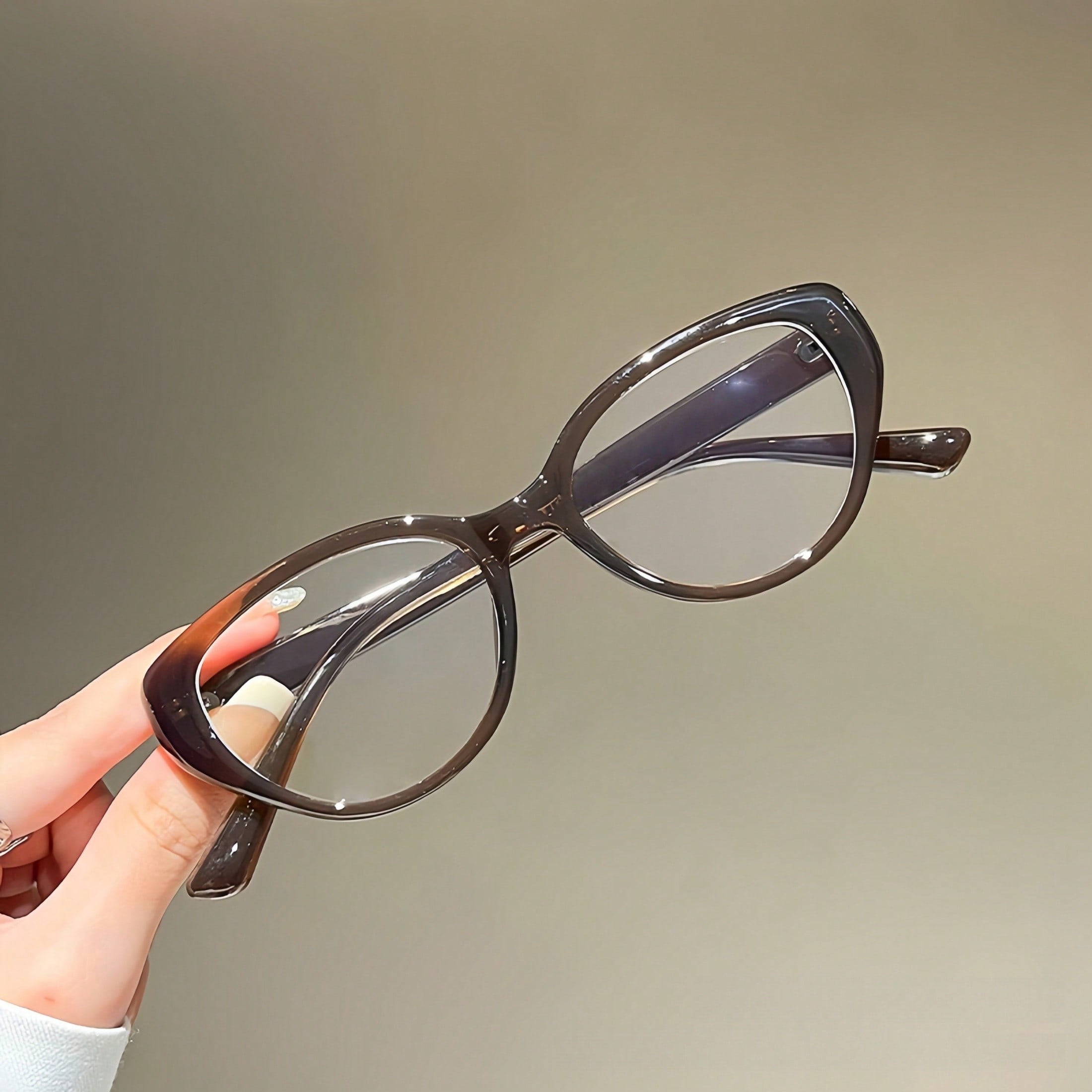 1 Pair Of Retro Tea Brown Cat Eye Flat Glasses, A New Style For Women To Show Off Their Small Face, A Savior Of Retro Fashion With No Makeup, Not Picky About Skin Color, Lightweight And Easy To Carry For Daily Commuting, A Must-Have For Outdoor Travel, Ph