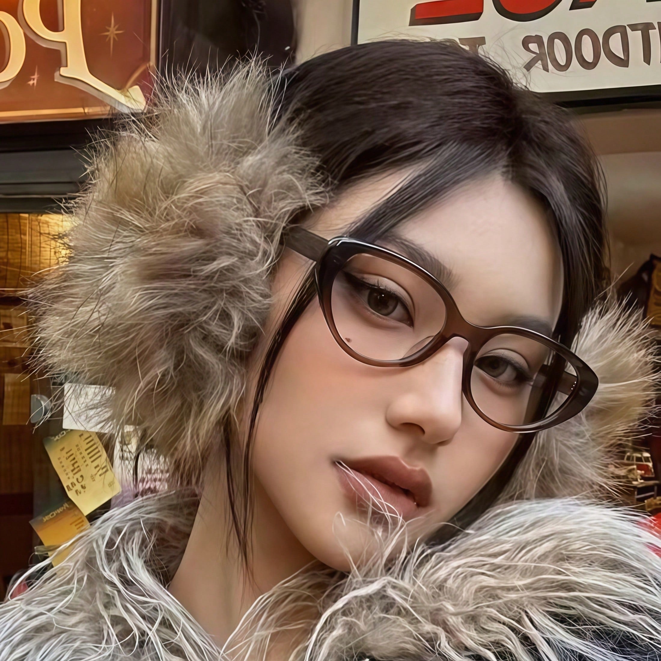 1 Pair Of Retro Tea Brown Cat Eye Flat Glasses, A New Style For Women To Show Off Their Small Face, A Savior Of Retro Fashion With No Makeup, Not Picky About Skin Color, Lightweight And Easy To Carry For Daily Commuting, A Must-Have For Outdoor Travel, Ph