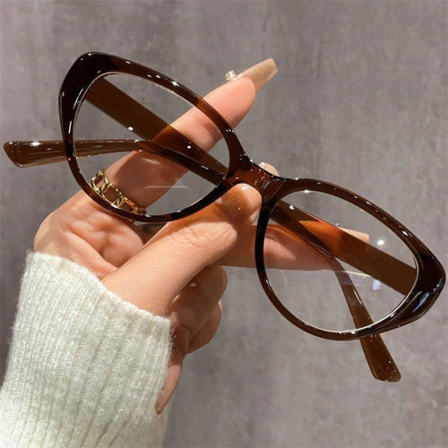 1 Pair Of Retro Tea Brown Cat Eye Flat Glasses, A New Style For Women To Show Off Their Small Face, A Savior Of Retro Fashion With No Makeup, Not Picky About Skin Color, Lightweight And Easy To Carry For Daily Commuting, A Must-Have For Outdoor Travel, Ph