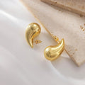 1 Pair Of Women's Thick Gold Ring Earrings, Lightweight Water Droplets Create An Elegant Feeling, Low Allergy Material, Versatile For Dates, Banquets/Daily Outings, Gift For Girlfriend And Family Holiday Jewelry