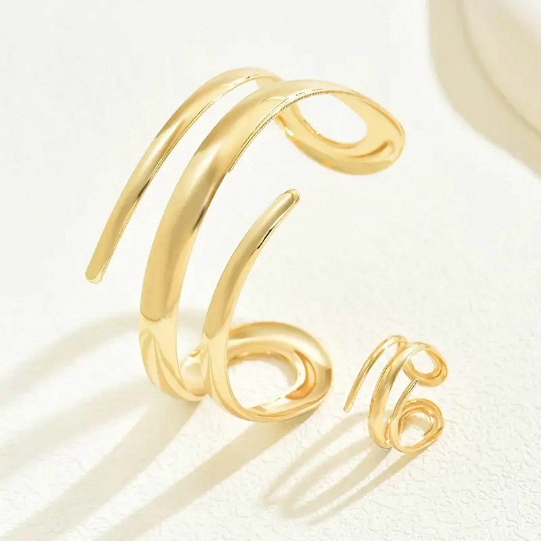 1 Set Of Exaggerated Spiral Small Accessories For Women, Wide Hollow Bracelet Ring, Elegant Daily Accessory 1 Set Of Women's Stylish Small Accessories, Wide Hollow Exaggerated Spiral, Bracelet Ring For Work & Parties
