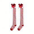 Christmas-Themed Knee-High Socks + Striped Thigh-Highs – Perfect For Women's Cosplay Parties