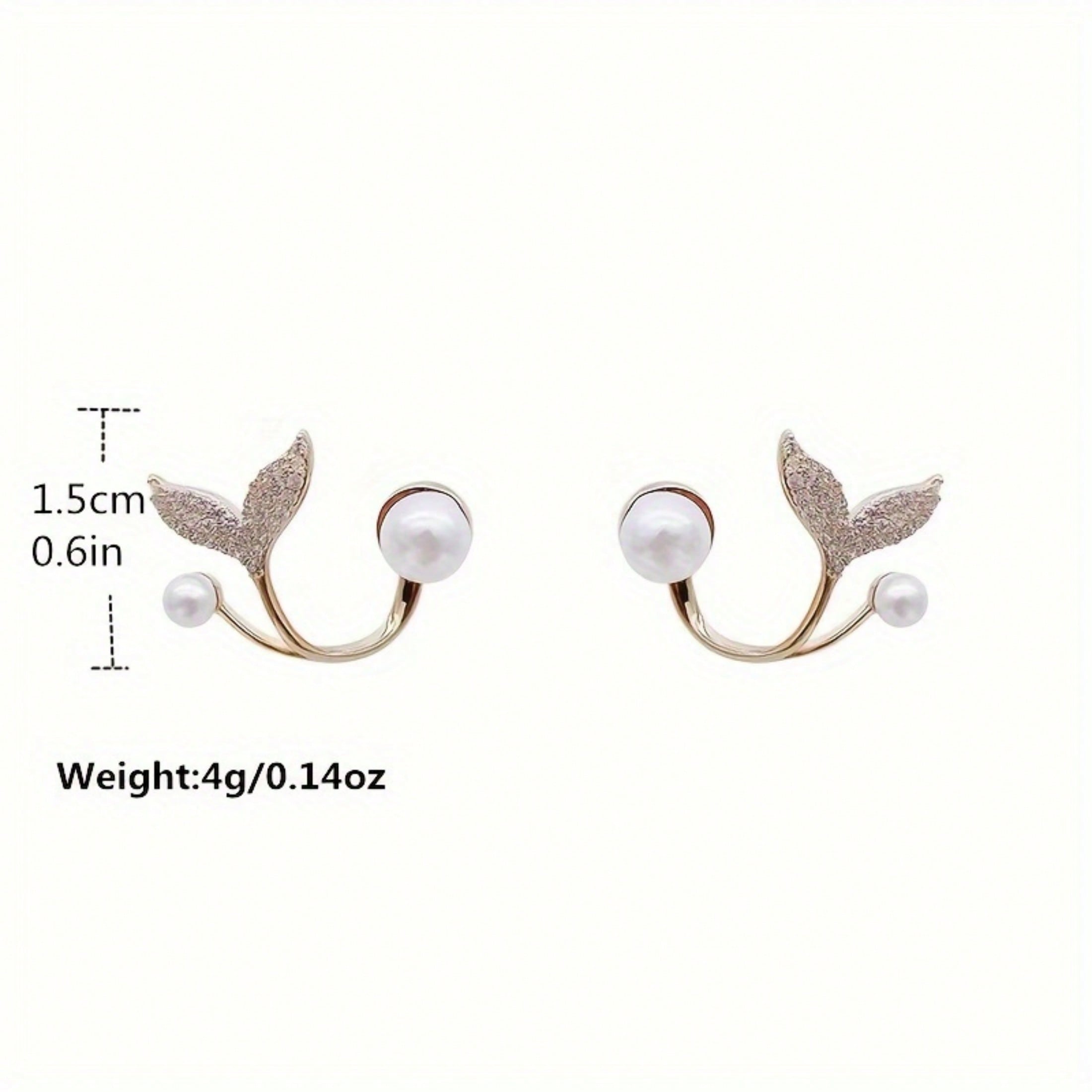 Women's Gold Alloy Mermaid Tail Studs – Crystal-Inlaid, Elegant For Daily/Formal Wear, All-Season Mermaid Gift, Minimalist, Crystal Details, Stylish Exquisite Earrings