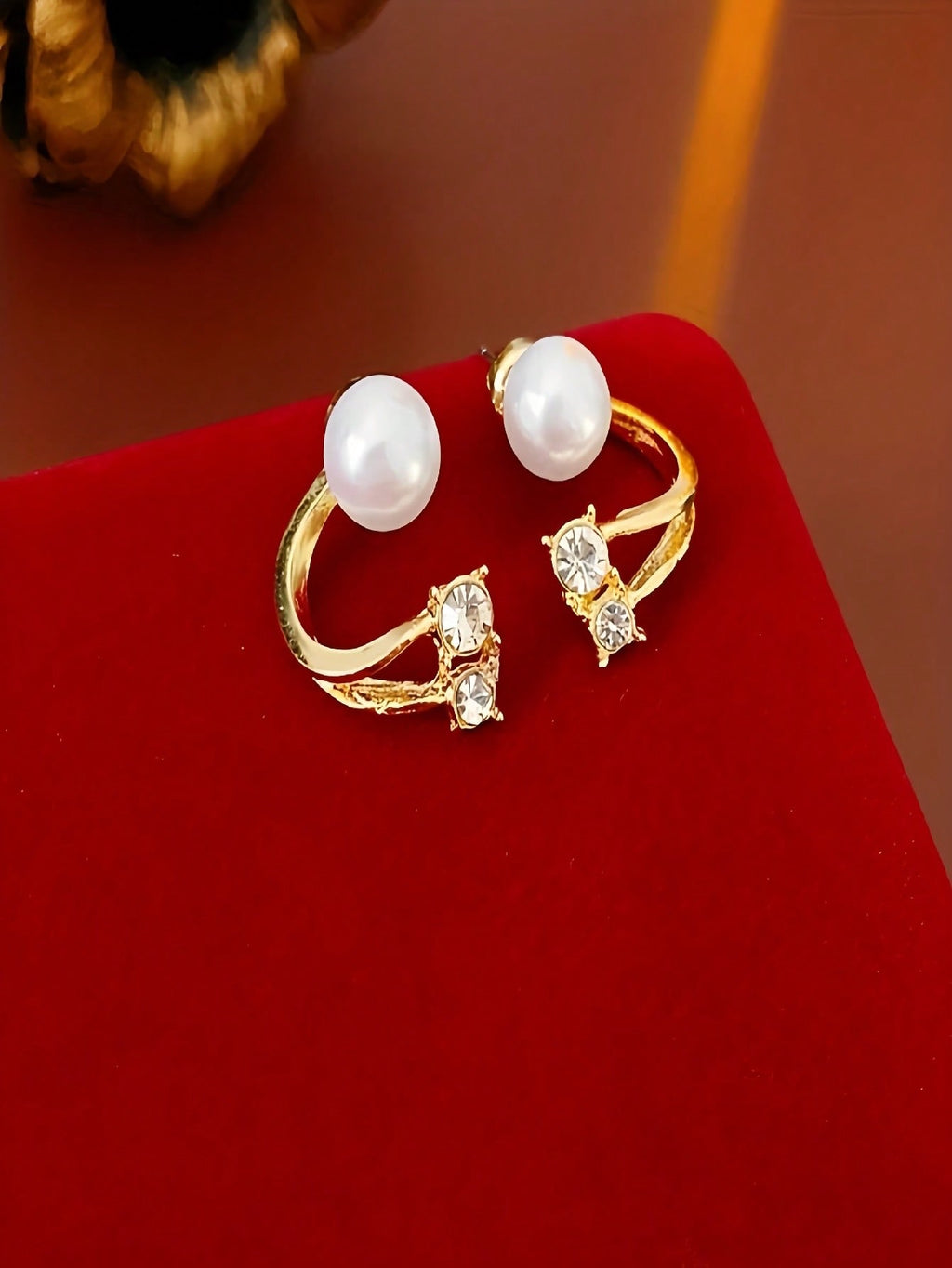 Women's Elegant Faux Pearl & Rhinestone Studs – Stylish Minimalist Design, Great Gift, Suitable For Daily Wear Or Vacation, Light Luxury, Niche, High-End, Inverted Faux Pearl Earrings