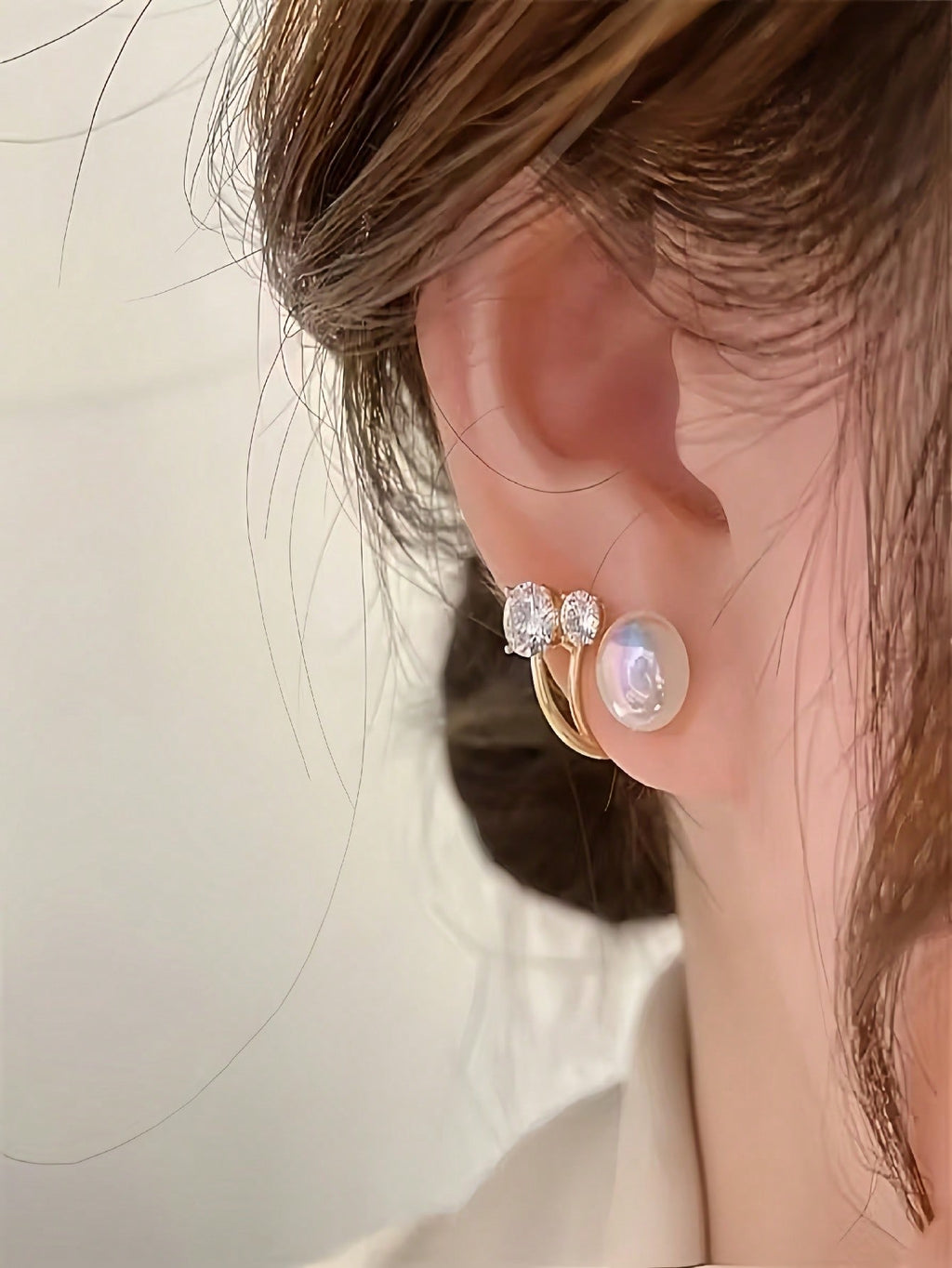Women's Elegant Faux Pearl & Rhinestone Studs – Stylish Minimalist Design, Great Gift, Suitable For Daily Wear Or Vacation, Light Luxury, Niche, High-End, Inverted Faux Pearl Earrings