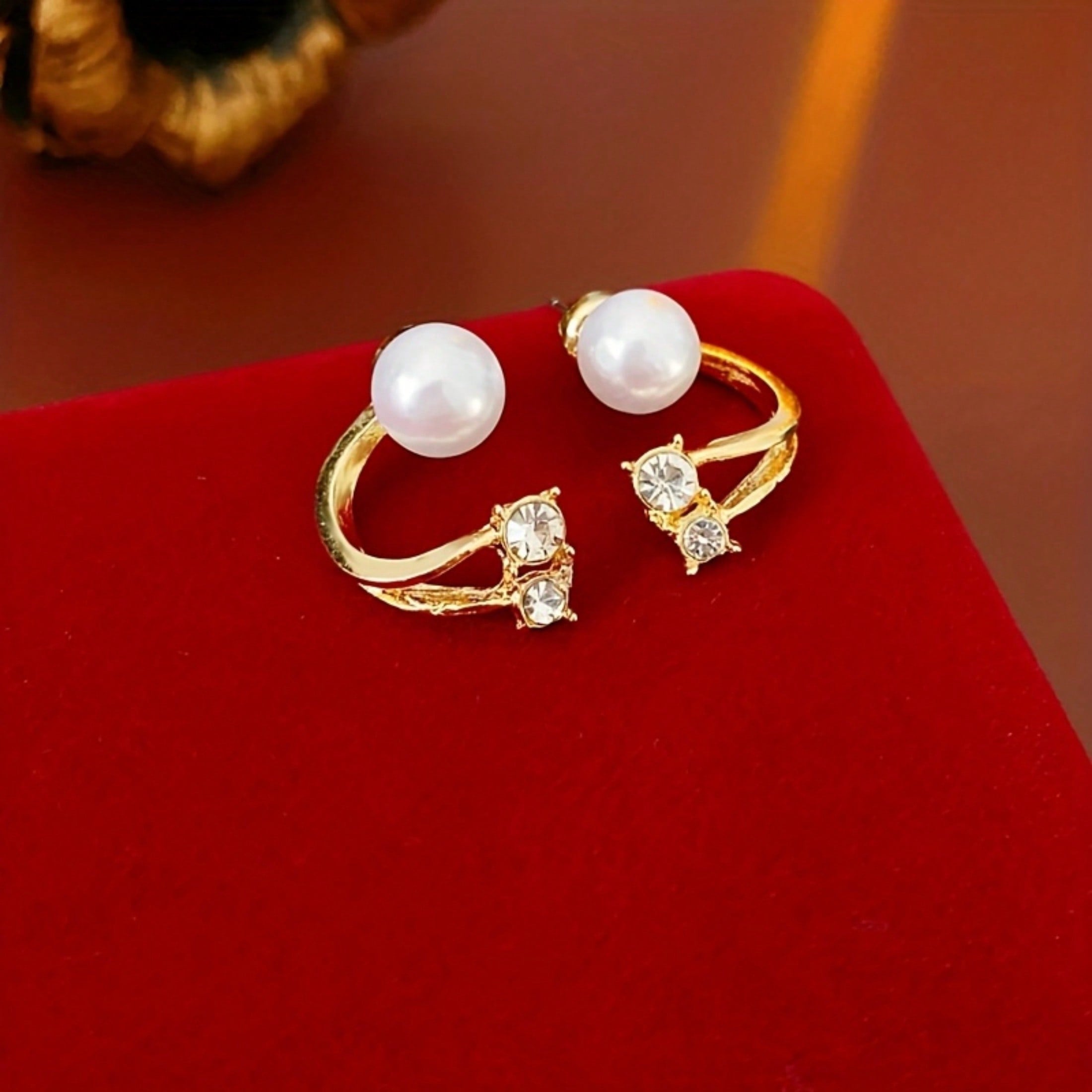 Women's Elegant Faux Pearl & Rhinestone Studs – Stylish Minimalist Design, Great Gift, Suitable For Daily Wear Or Vacation, Light Luxury, Niche, High-End, Inverted Faux Pearl Earrings