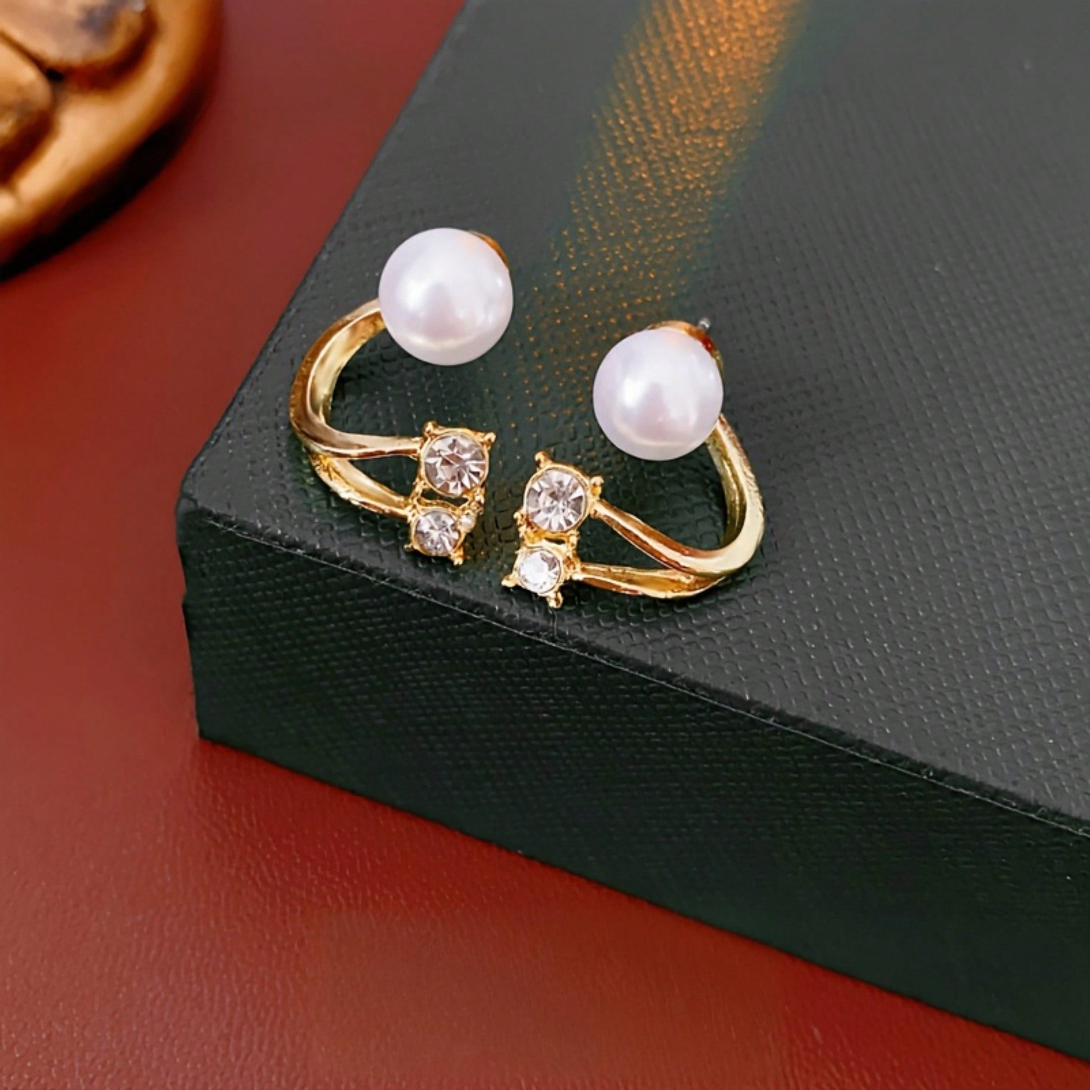 Women's Elegant Faux Pearl & Rhinestone Studs – Stylish Minimalist Design, Great Gift, Suitable For Daily Wear Or Vacation, Light Luxury, Niche, High-End, Inverted Faux Pearl Earrings