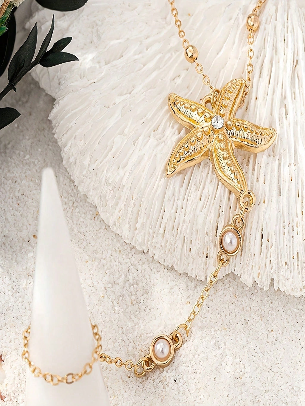1 Piece Of Women's Elegant Starfish & Gold Marine Animal Charm Bracelet - Adjustable Linked Bead Design, Durable Ocean-Themed Jewelry, Suitable For Holidays, Beach Parties, Casual Looks, Year-Round Multipurpose Accessories