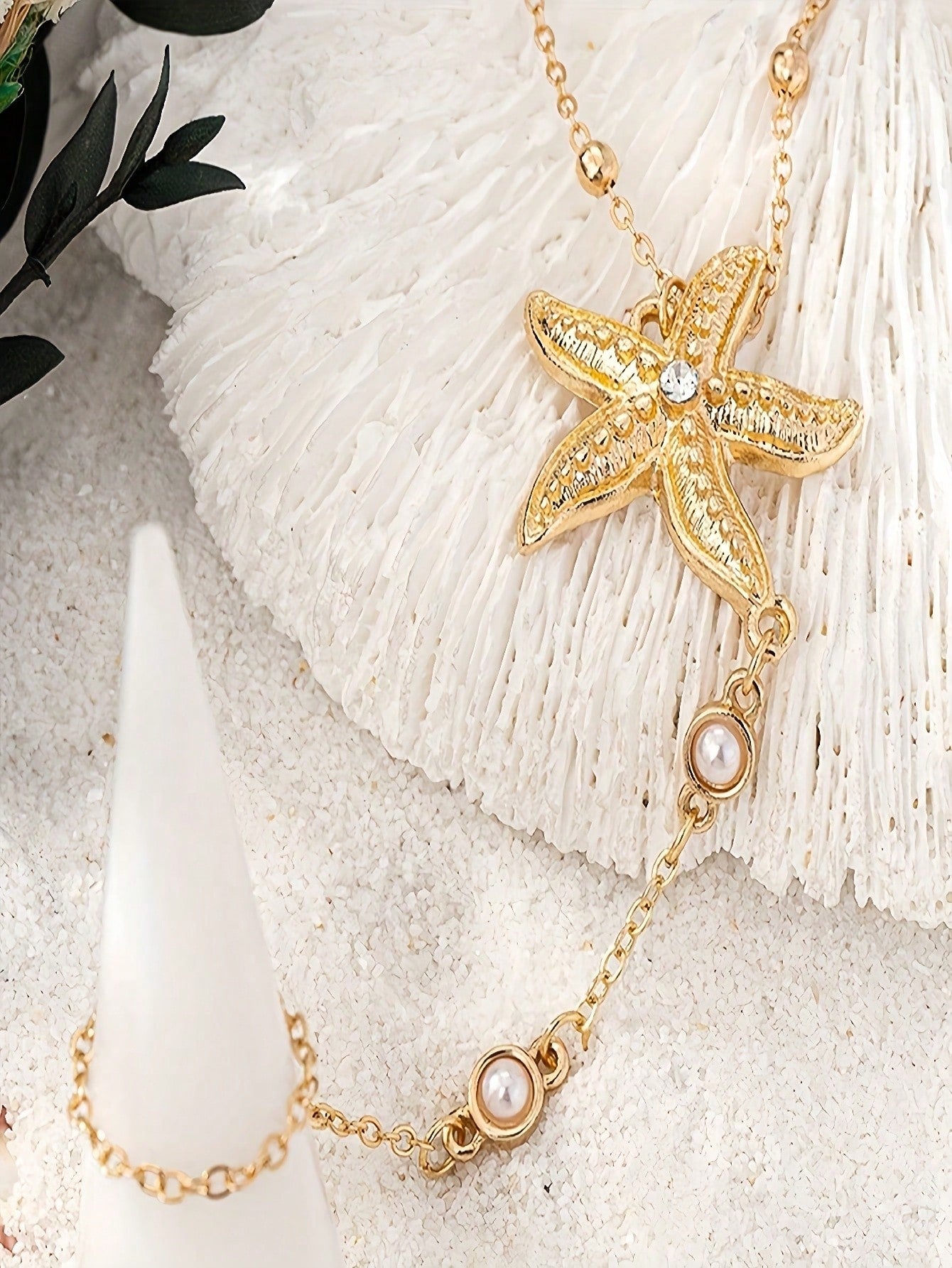 1 Piece Of Women's Elegant Starfish & Gold Marine Animal Charm Bracelet - Adjustable Linked Bead Design, Durable Ocean-Themed Jewelry, Suitable For Holidays, Beach Parties, Casual Looks, Year-Round Multipurpose Accessories