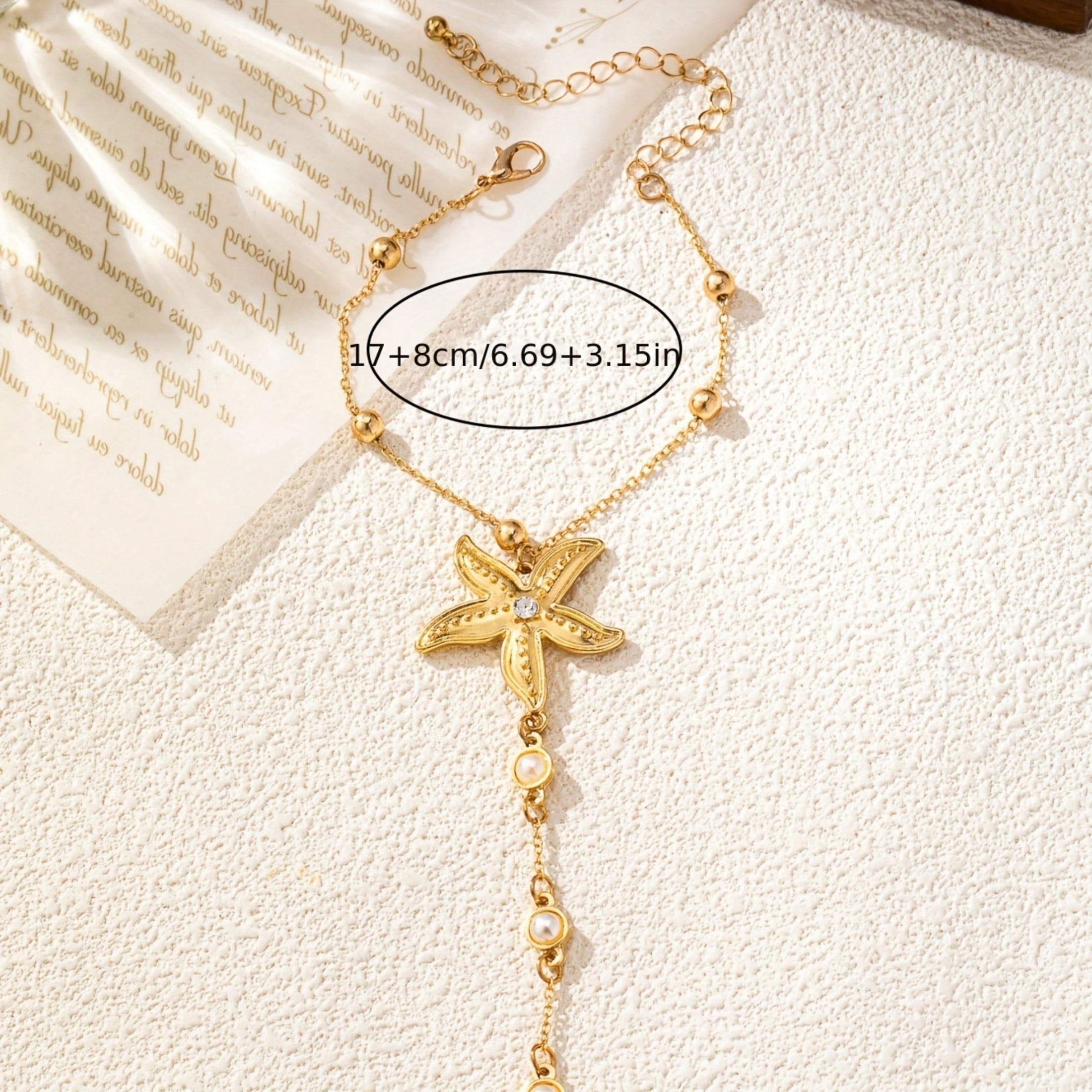 1 Piece Of Women's Elegant Starfish & Gold Marine Animal Charm Bracelet - Adjustable Linked Bead Design, Durable Ocean-Themed Jewelry, Suitable For Holidays, Beach Parties, Casual Looks, Year-Round Multipurpose Accessories